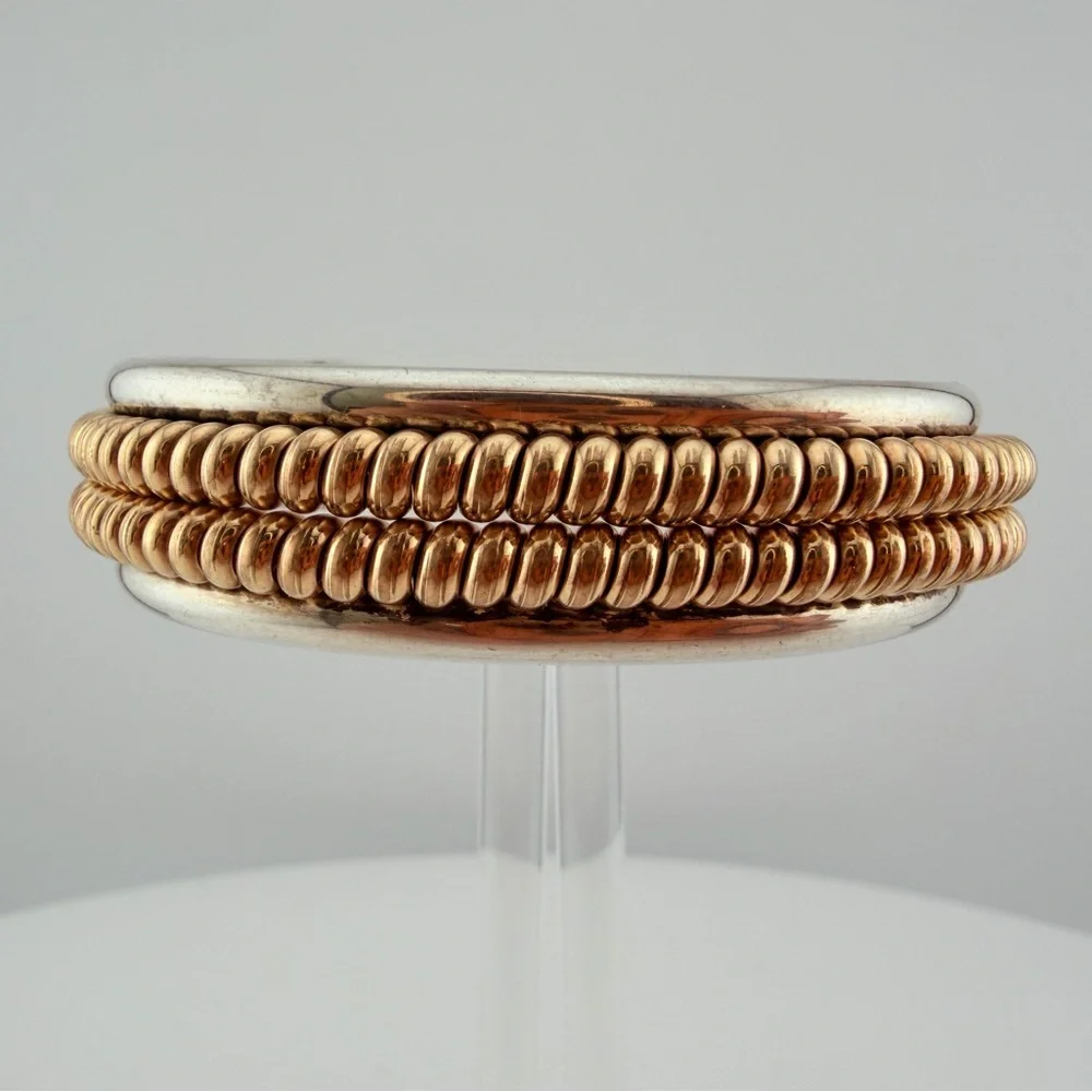 Navajo sterling Tahe cuff with 12k gold fill